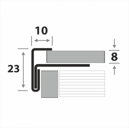 Профиль угловой для ступеней под плитку ПУ 13-8