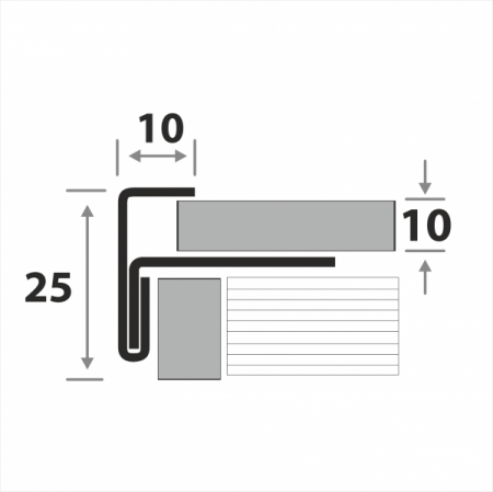 Профиль угловой для ступеней под плитку ПУ 13-10